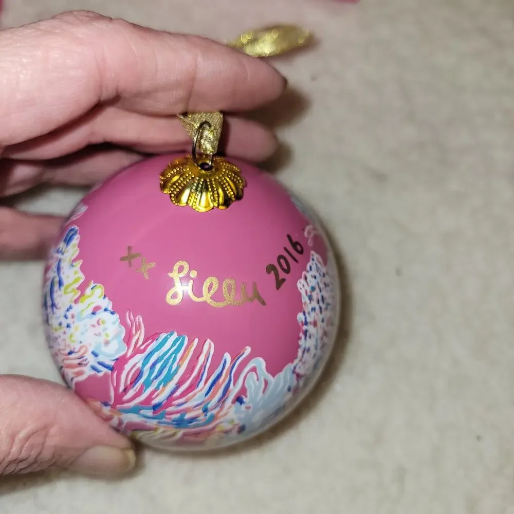LILLY‎ PULITZER 2016 hot pink DRAGONFRUIT sea life BOXED christmas ORNAMENT